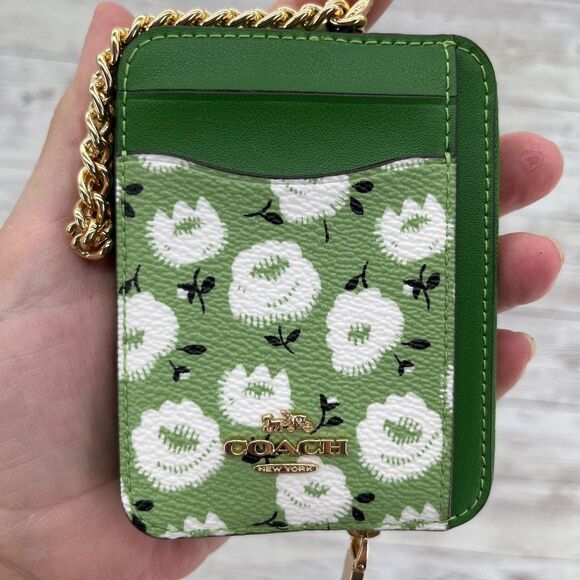 Coach Zip Card Case With Floral Print Wallet Bag Purse - Picture 1 of 6